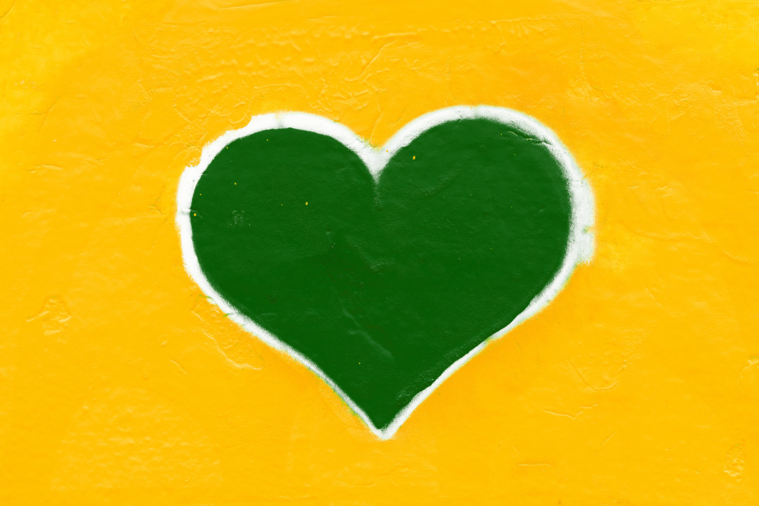 Green and gold heart illustration