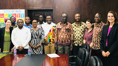 Grant Supported:  AidData staff meet with the Ghana Statistical Service (GSS) and the Ministry of Health during a trip in fall 2019.   Photo by Elizabeth Teare for AidData