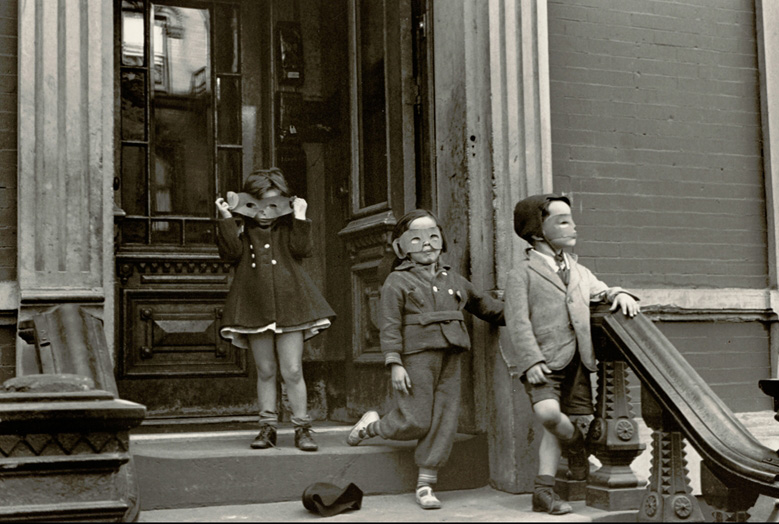 Helen Levitt | American, 1913 - 2009 | New York (Children in Masks), c. 1940 | Gelatin silver print | © Helen Levitt Film Documents LLC